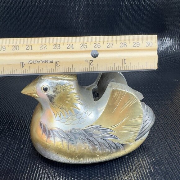 Antique Meiji Period Single Japanese Screen Holder Mandarin Duck Bird Gilt Heavy - Picture 3 of 11